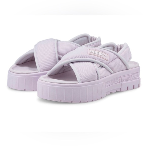 PUMA WOMENS MAYZE lavender fog puna white SANDAL platform SHOES size 10 new - Picture 2 of 7